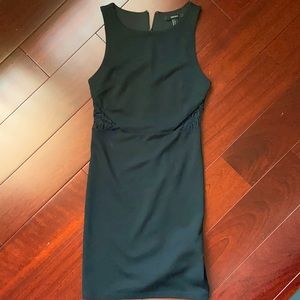 Waist lace detail black bodycon dress